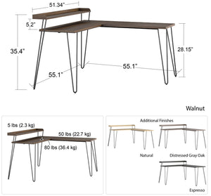 Ameriwood Home Haven L Desk with Riser - Natural/White