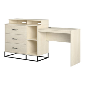 Novogratz Kelly 3 in 1 Media Dresser and Desk Combo - Ivory Oak