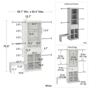 Max & Finn Grow with Me Adjustable Closet Organizer - White
