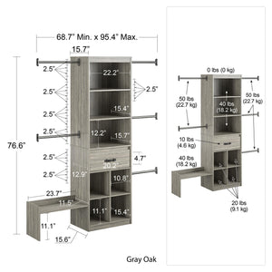 Nova Grow with Me Grey Oak Adjustable Kids' Closet Organizer System - Gray Oak