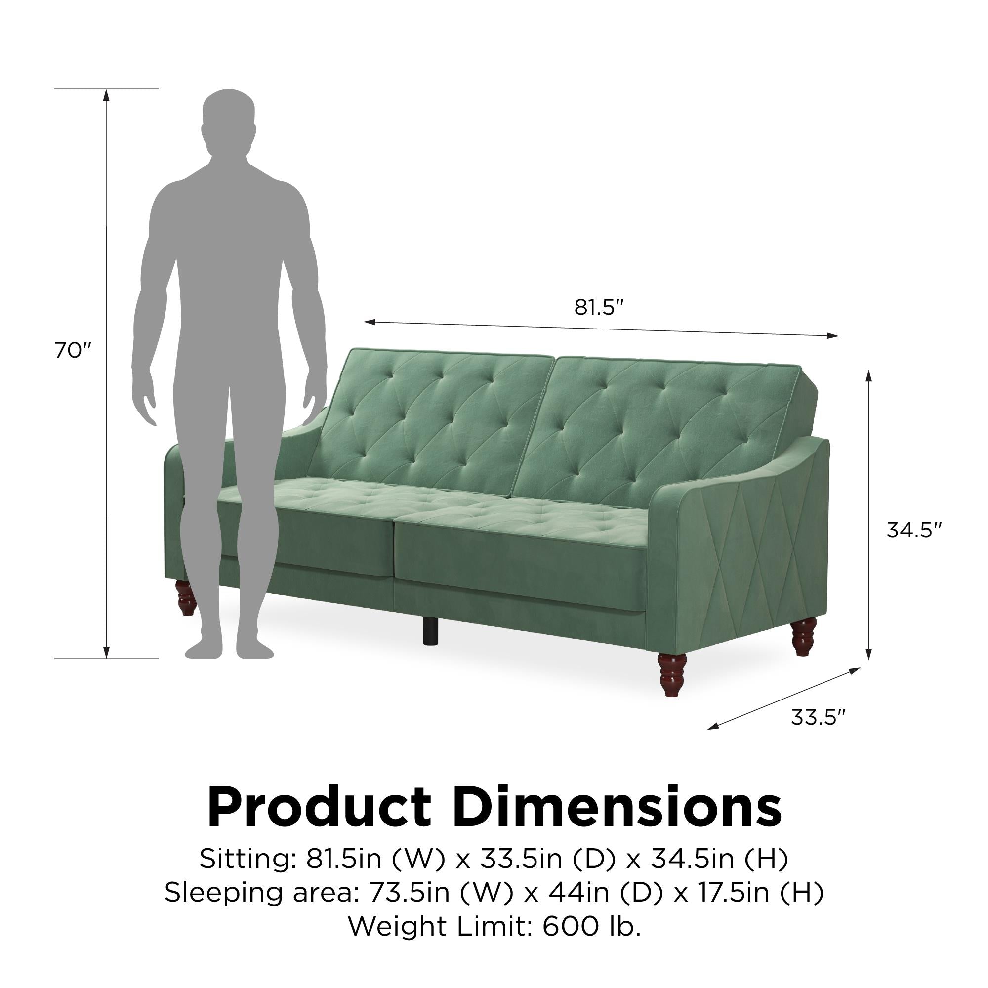 Novogratz Vintage Futon Sofa Bed - Light Green