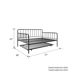 DHP Aaron Metal Daybed and Trundle - Black - Full