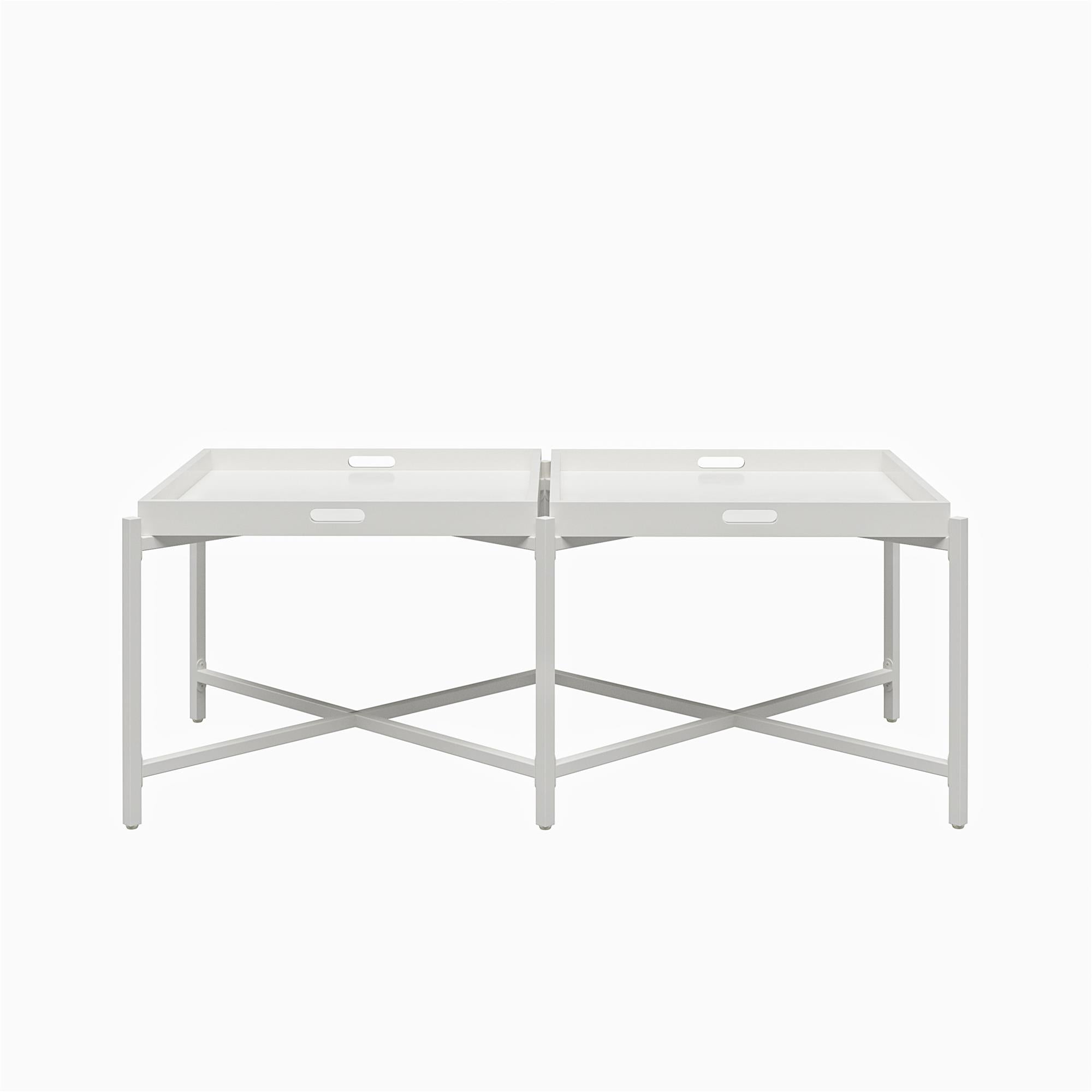 Ameriwood Home Poly Coffee Table with Removable Tray Top - White