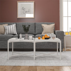 Ameriwood Home Poly Coffee Table with Removable Tray Top - White