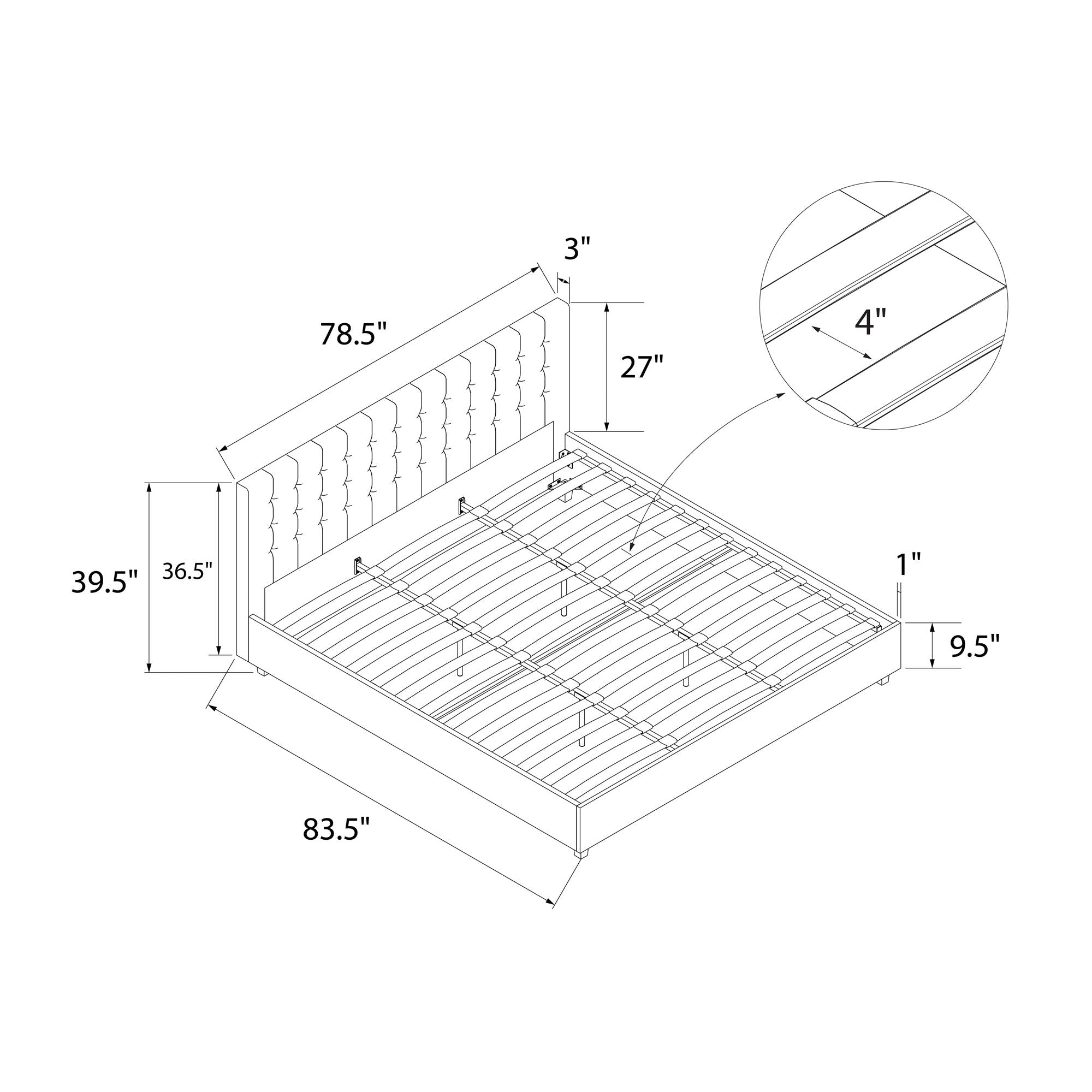 DHP Emily Upholstered Bed - Grey Linen - King