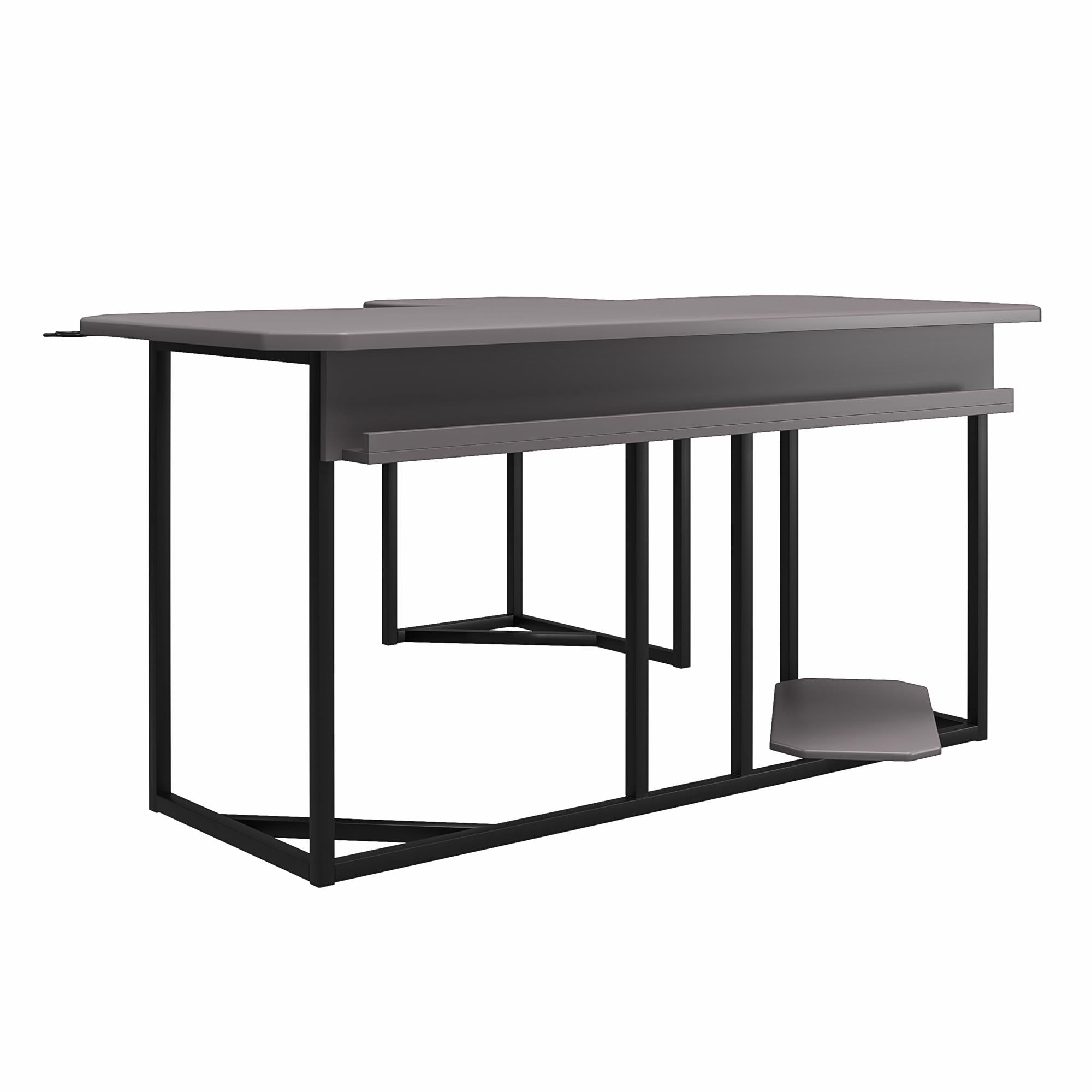 NTense Quest Gaming L Desk with CPU Stand - Gray