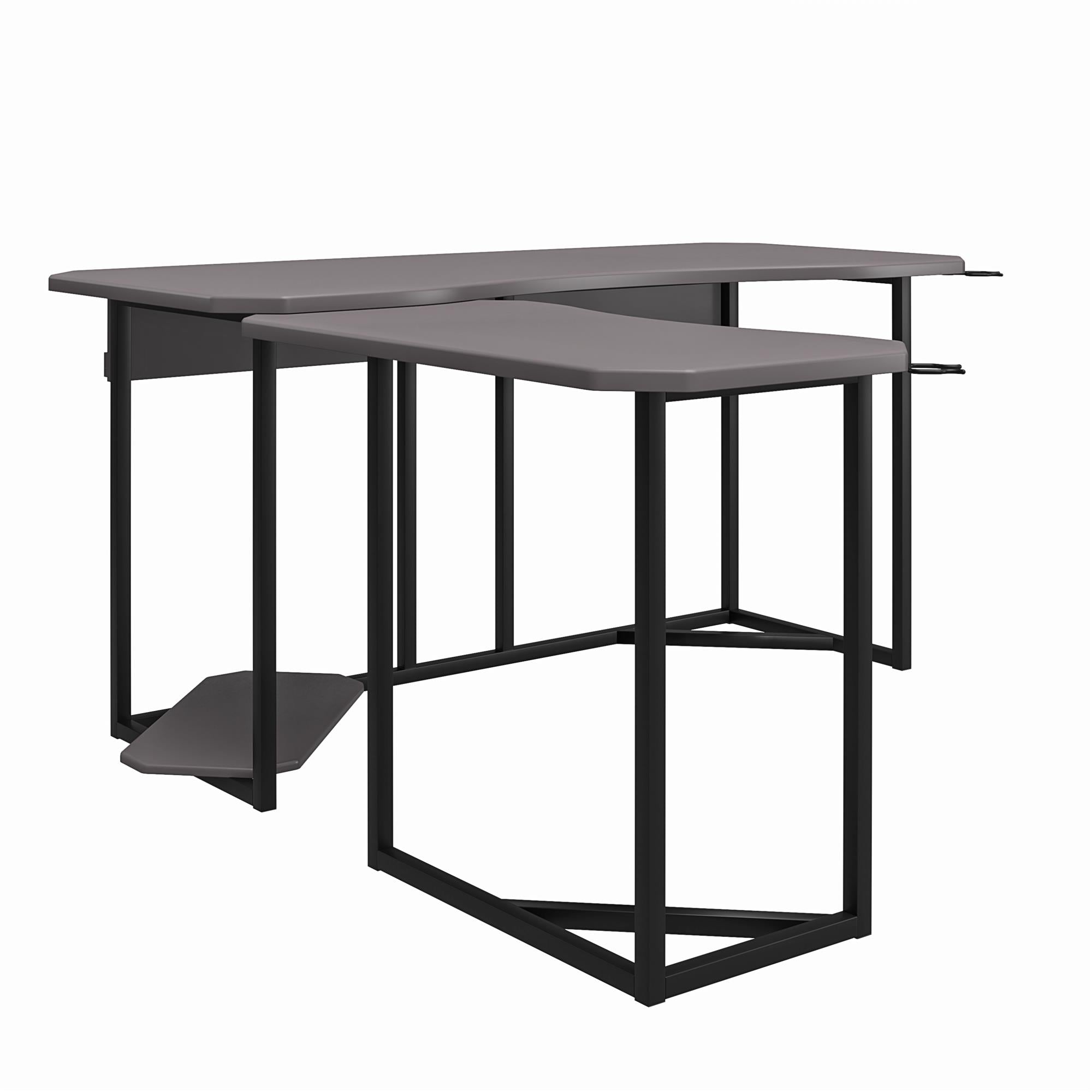 NTense Quest Gaming L Desk with CPU Stand - Gray