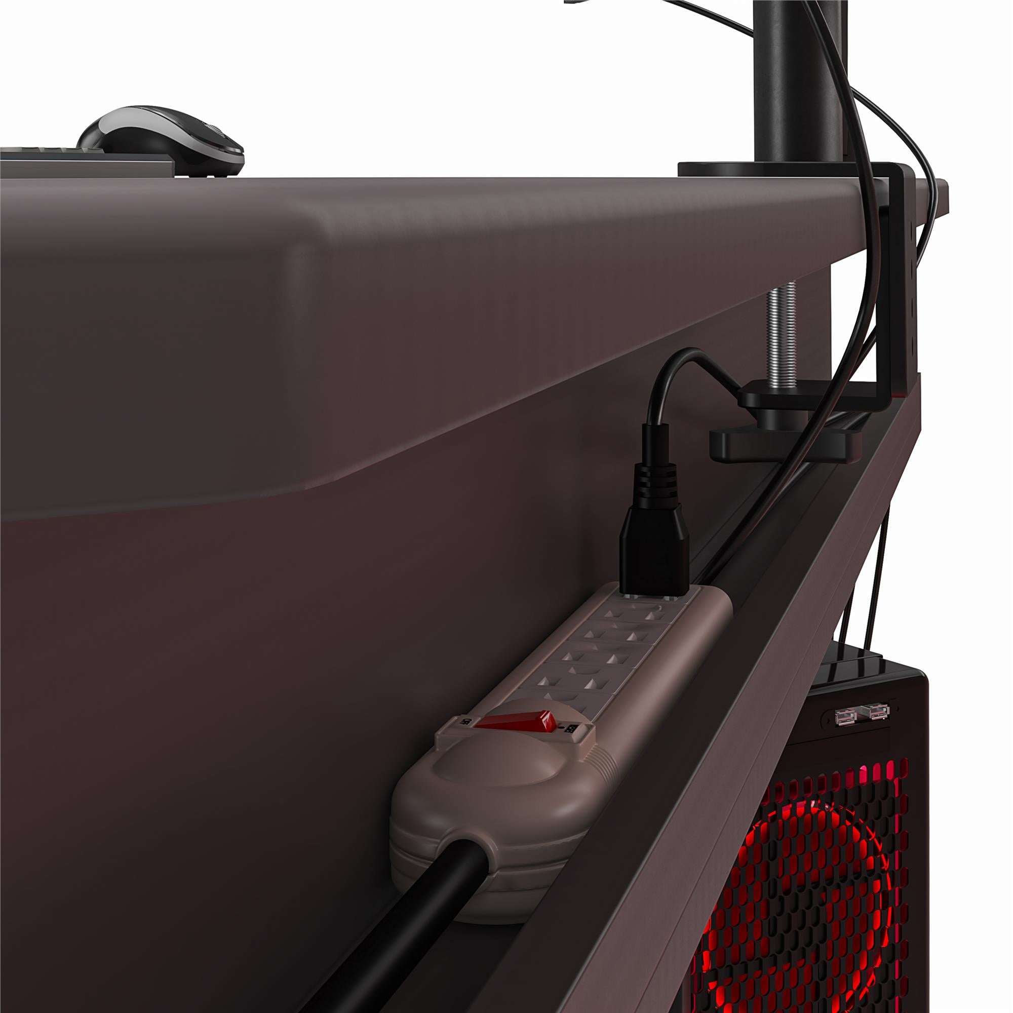 NTense Quest Gaming L Desk with CPU Stand - Gray