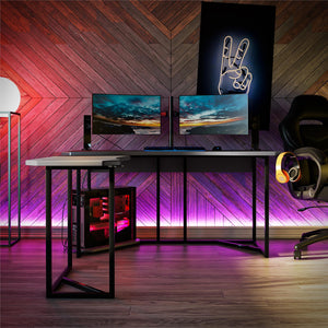 NTense Quest Gaming L Desk with CPU Stand - Gray