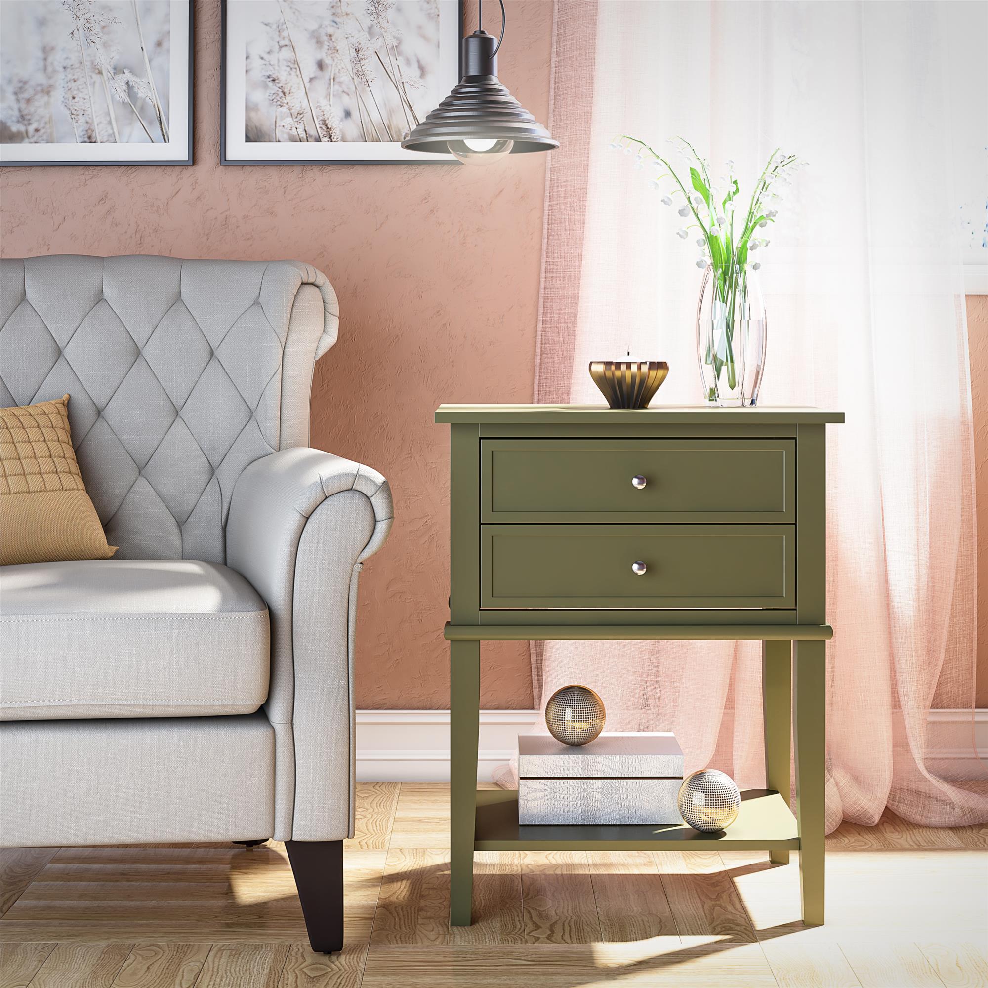 Ameriwood Home Franklin Accent Table with 2 Drawers - Olive Green