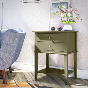 Ameriwood Home Franklin Accent Table with 2 Drawers - Olive Green