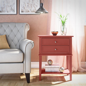 Ameriwood Home Franklin Accent Table with 2 Drawers - Terracotta