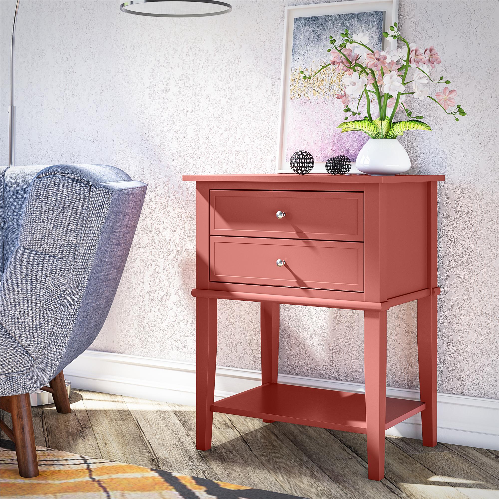 Ameriwood Home Franklin Accent Table with 2 Drawers - Terracotta