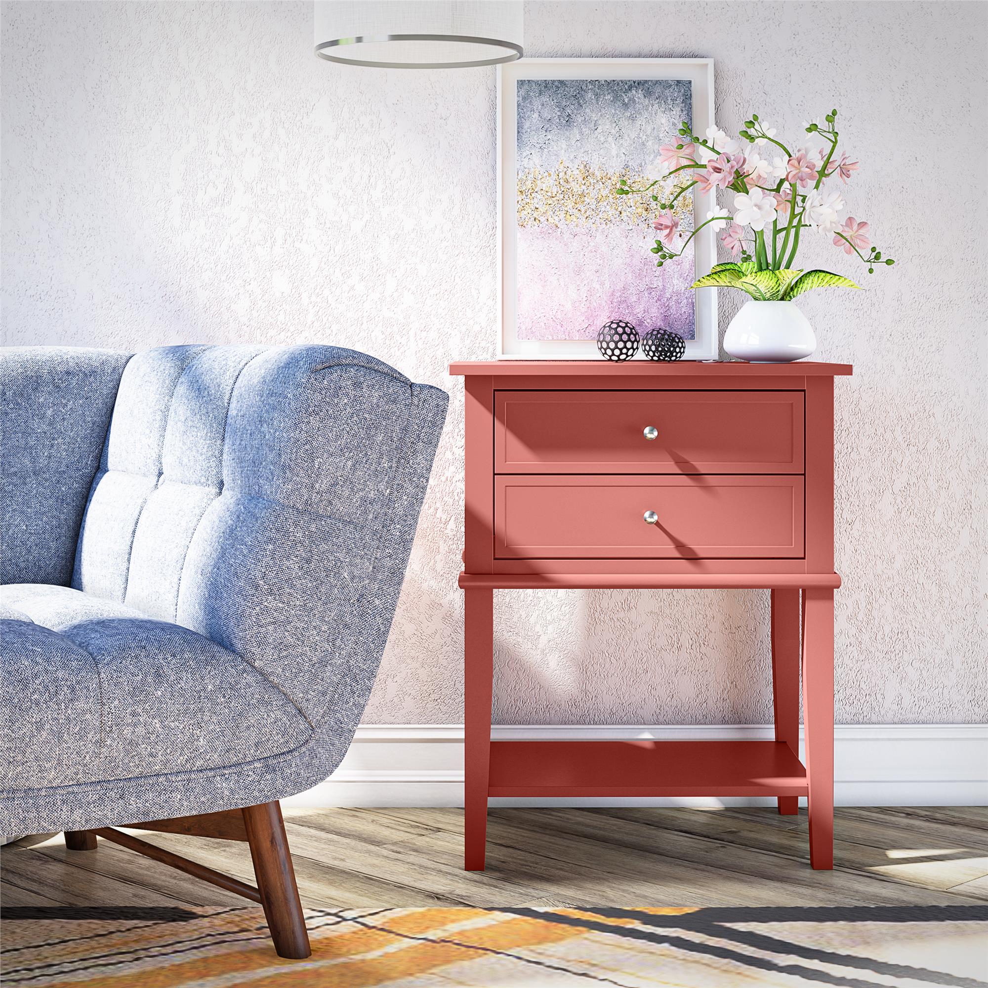 Ameriwood Home Franklin Accent Table with 2 Drawers - Terracotta