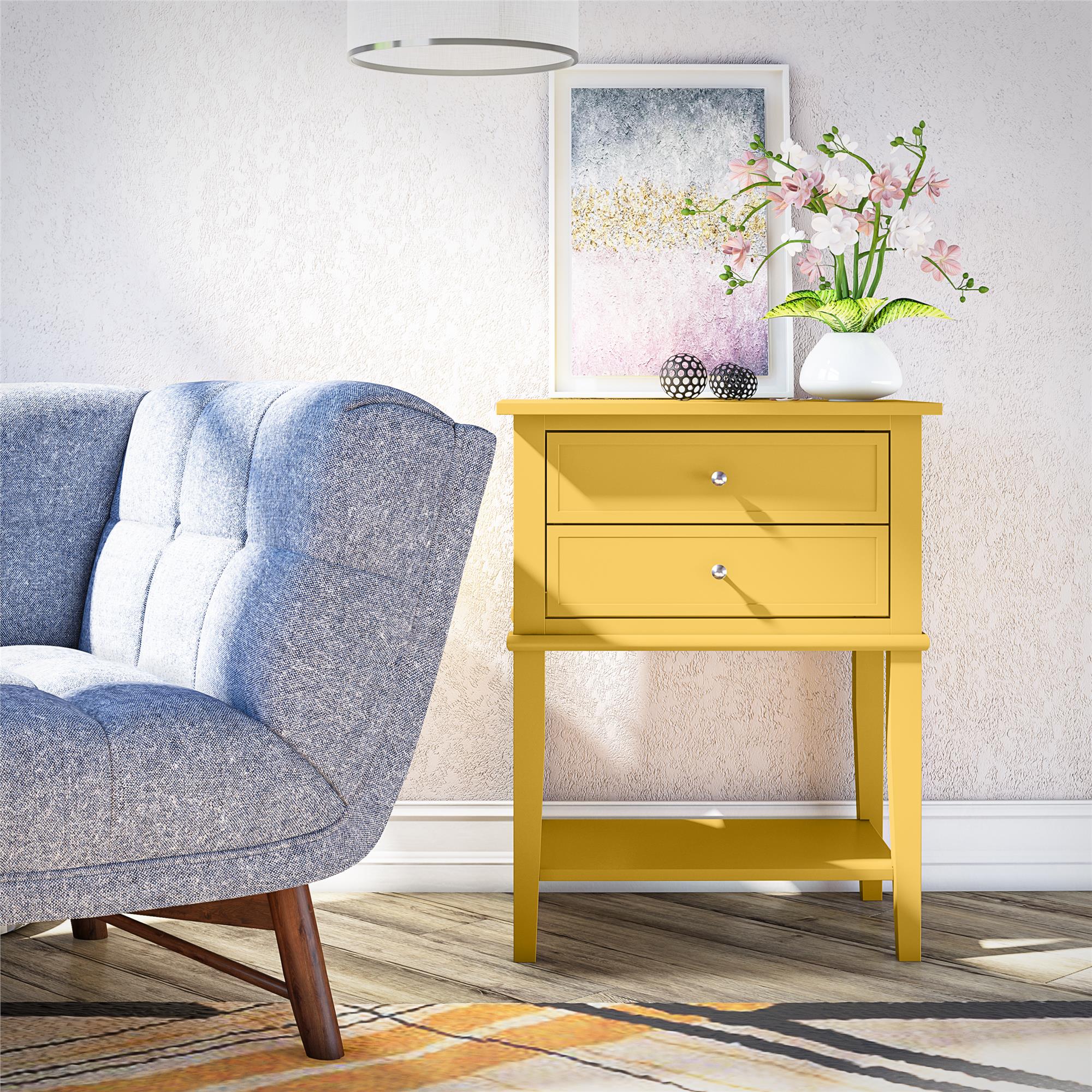 Ameriwood Home Franklin Accent Table with 2 Drawers - Mustard Yellow