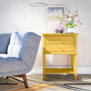 Ameriwood Home Franklin Accent Table with 2 Drawers - Mustard Yellow