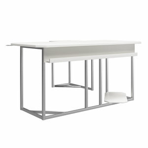 NTense Quest Gaming L Desk with CPU Stand - White