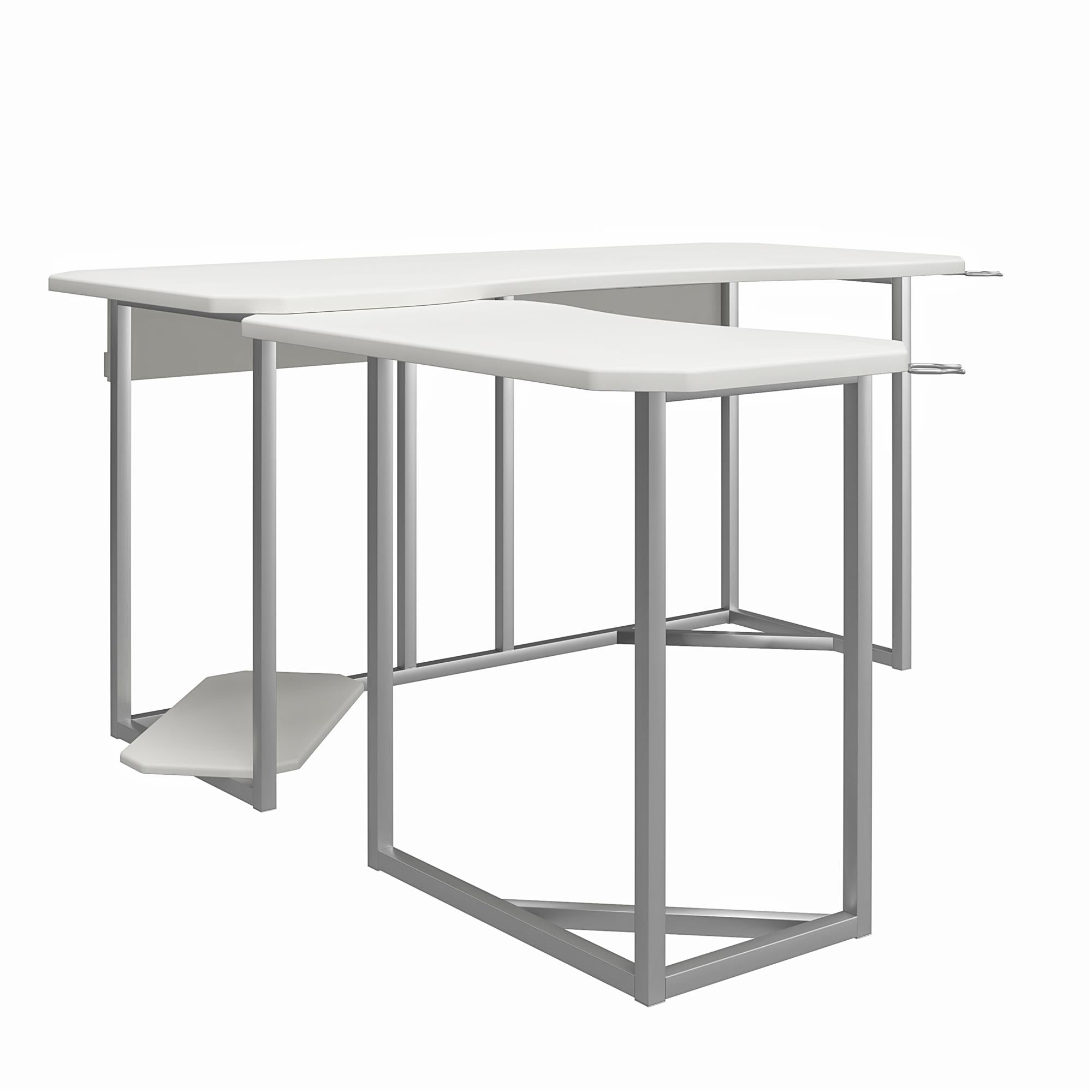 NTense Quest Gaming L Desk with CPU Stand - White