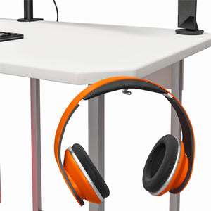NTense Quest Gaming L Desk with CPU Stand - White