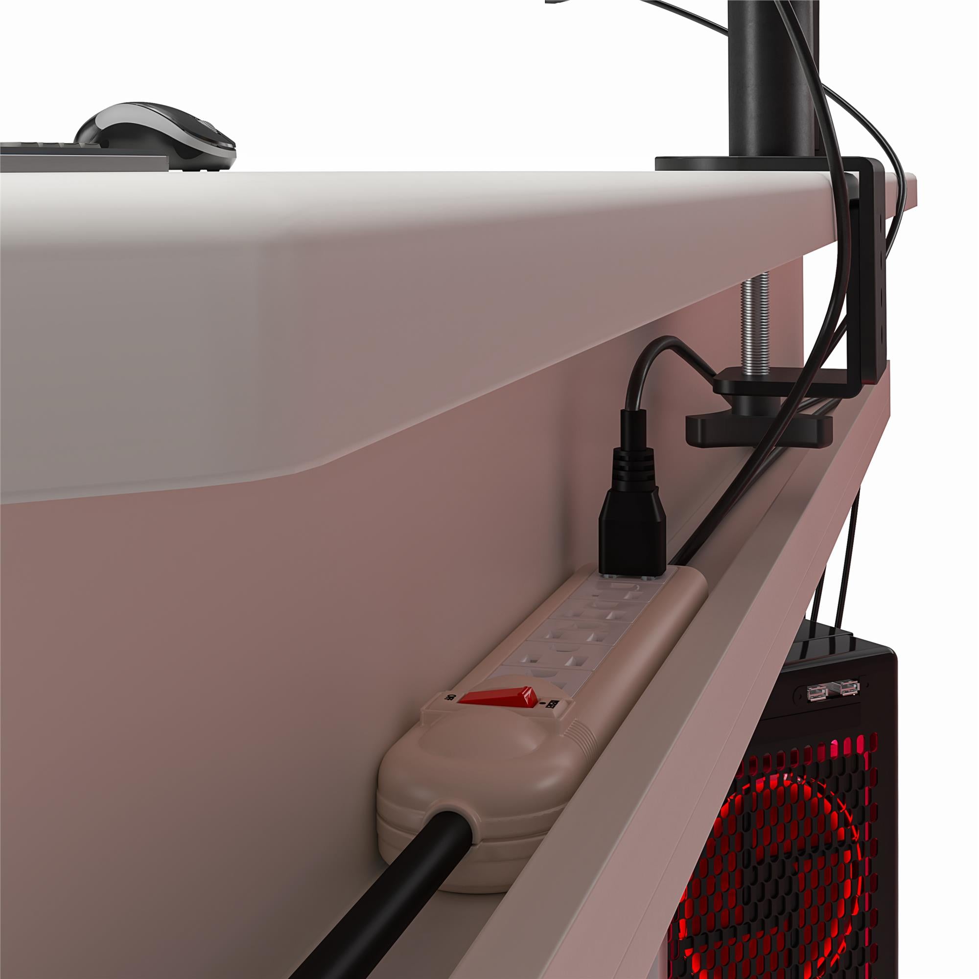 NTense Quest Gaming L Desk with CPU Stand - White