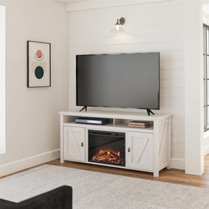 Ameriwood Home Farmington Electric Fireplace TV Console for TVs up to 60" - Ivory Oak
