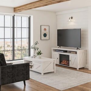Ameriwood Home Farmington Electric Fireplace TV Console for TVs up to 60" - Ivory Oak