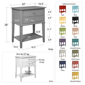 Ameriwood Home Franklin Accent Table with 2 Drawers - Blue