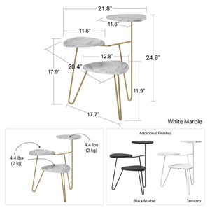 Athena Plant Stand, White Faux Marble - White marble