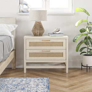 Ameriwood Home Lennon 2 Drawer Nightstand - Ivory Oak