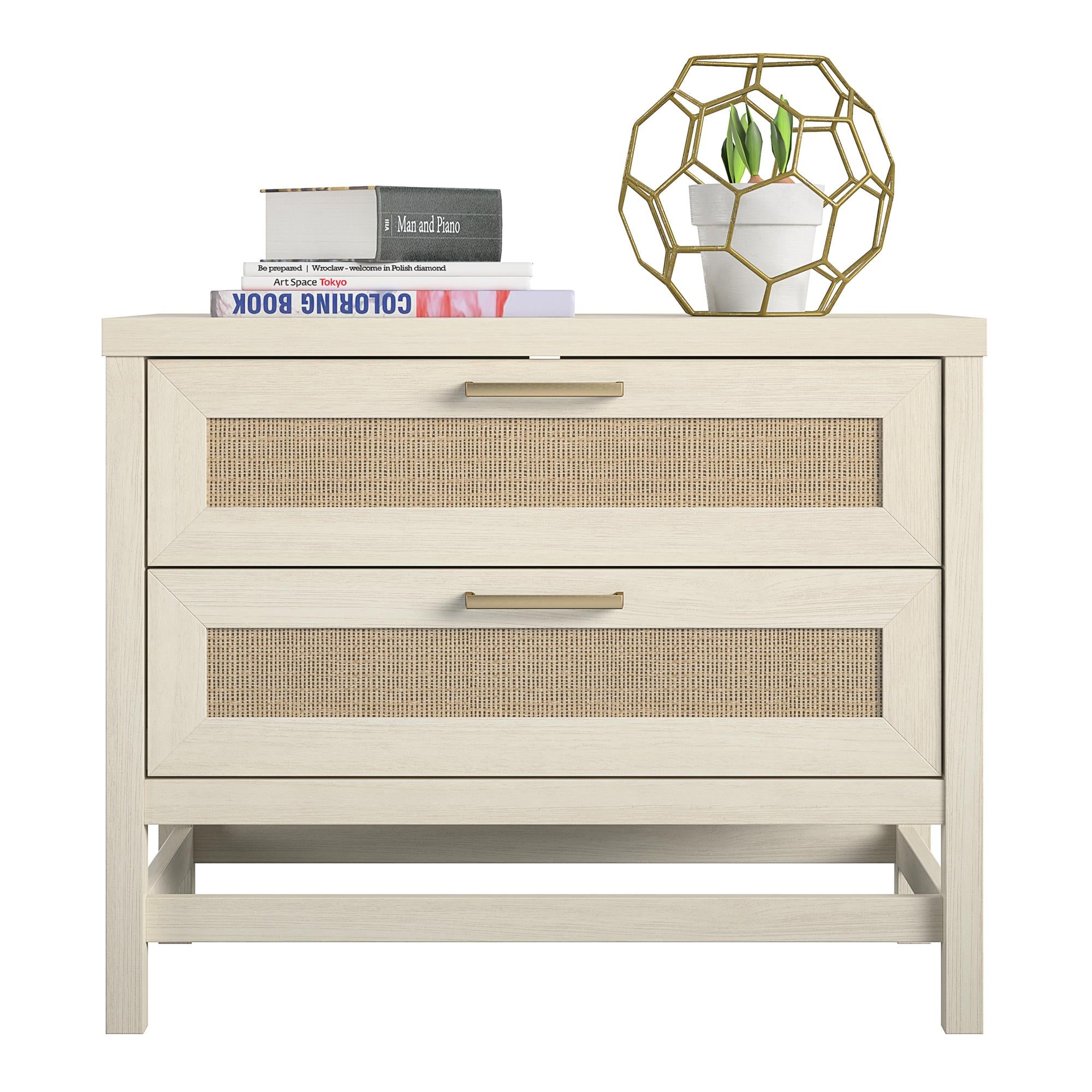 Ameriwood Home Lennon 2 Drawer Nightstand - Ivory Oak