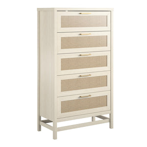 Ameriwood Home Lennon Tall 5 Drawer Dresser - Ivory Oak - 5 Drawer