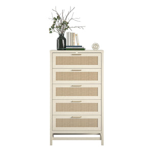 Ameriwood Home Lennon Tall 5 Drawer Dresser - Ivory Oak - 5 Drawer