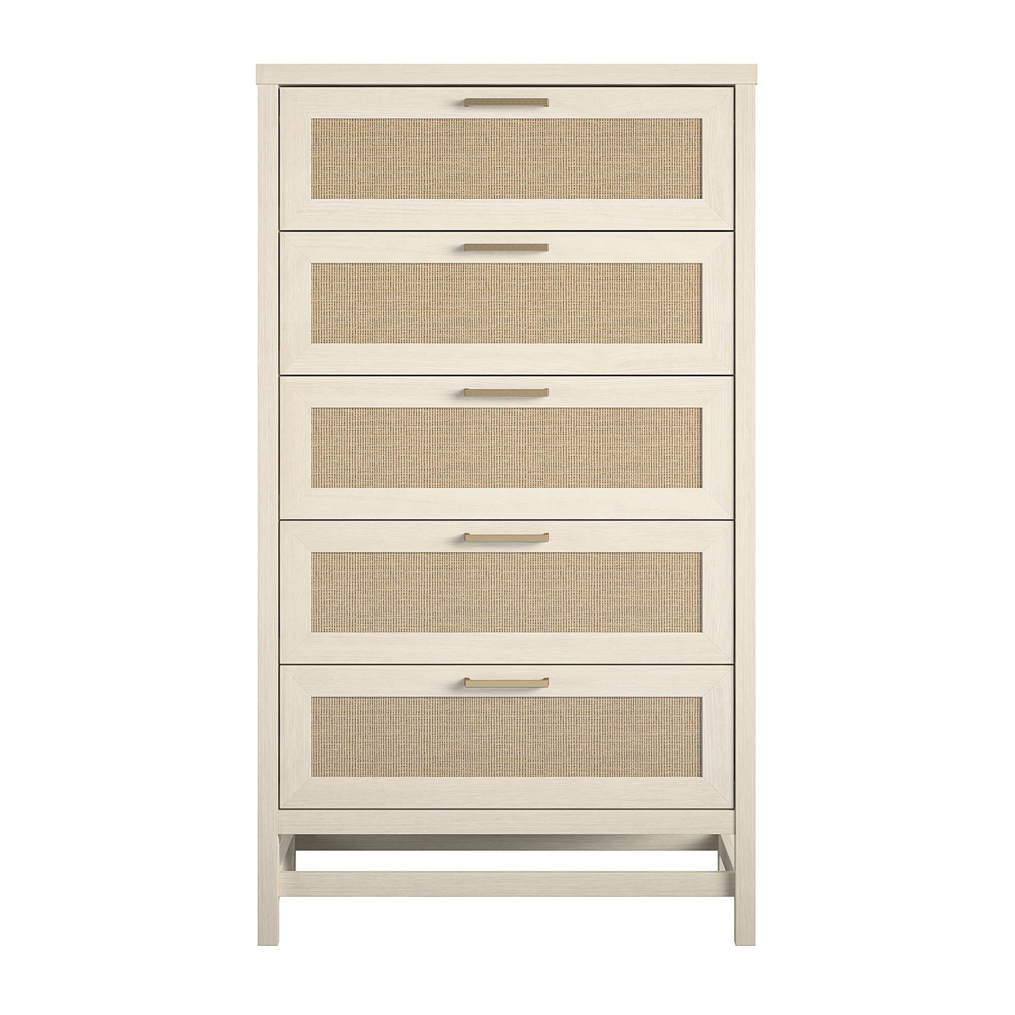 Ameriwood Home Lennon Tall 5 Drawer Dresser - Ivory Oak - 5 Drawer