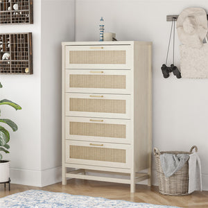 Ameriwood Home Lennon Tall 5 Drawer Dresser - Ivory Oak - 5 Drawer