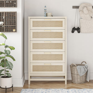 Ameriwood Home Lennon Tall 5 Drawer Dresser - Ivory Oak - 5 Drawer
