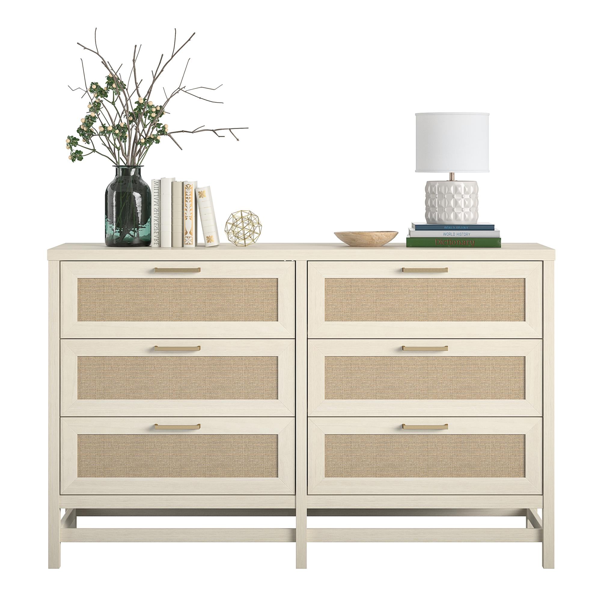 Ameriwood Home Lennon 6 Drawer Dresser - Ivory Oak - 6 Drawer
