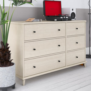 Ameriwood Home Farnsworth 6-Drawer Dresser - Ivory Oak - 6 Drawer