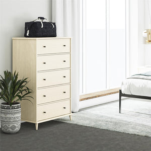Ameriwood Home Farnsworth 5-Drawer Dresser - Ivory Oak - 5 Drawer