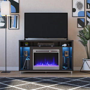 Ameriwood Home Lumina Fireplace TV Stand for TVs up to 48" - Black Oak - 46”-50”