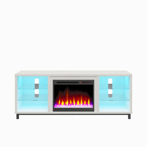 Ameriwood Home Lumina Deluxe Fireplace TV Stand for TVs up to 70" - Plaster - 66”-70”
