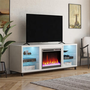 Ameriwood Home Lumina Deluxe Fireplace TV Stand for TVs up to 70" - Plaster - 66”-70”