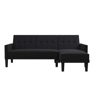 DHP Haven Small Space Sectional Sofa Futon, Dark Gray Linen - Dark Gray