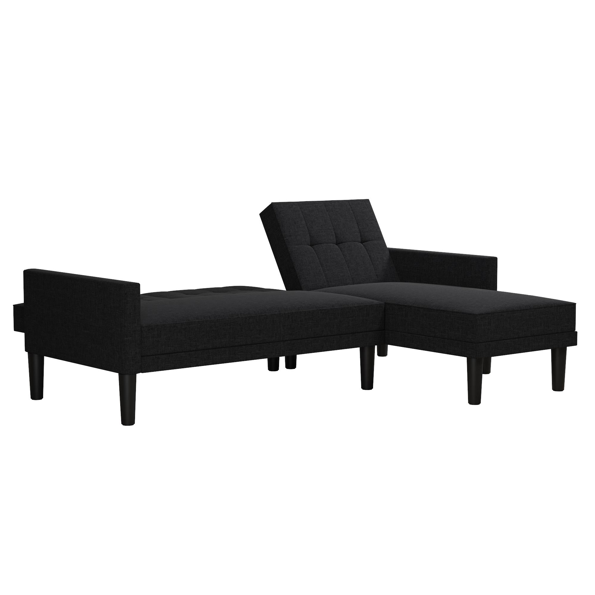 DHP Haven Small Space Sectional Sofa Futon, Dark Gray Linen - Dark Gray