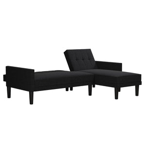 DHP Haven Small Space Sectional Sofa Futon, Dark Gray Linen - Dark Gray