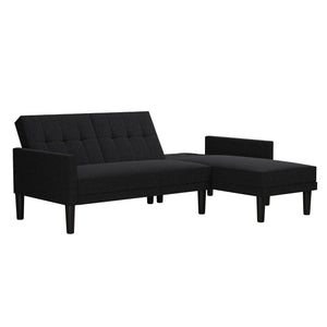 DHP Haven Small Space Sectional Sofa Futon, Dark Gray Linen - Dark Gray