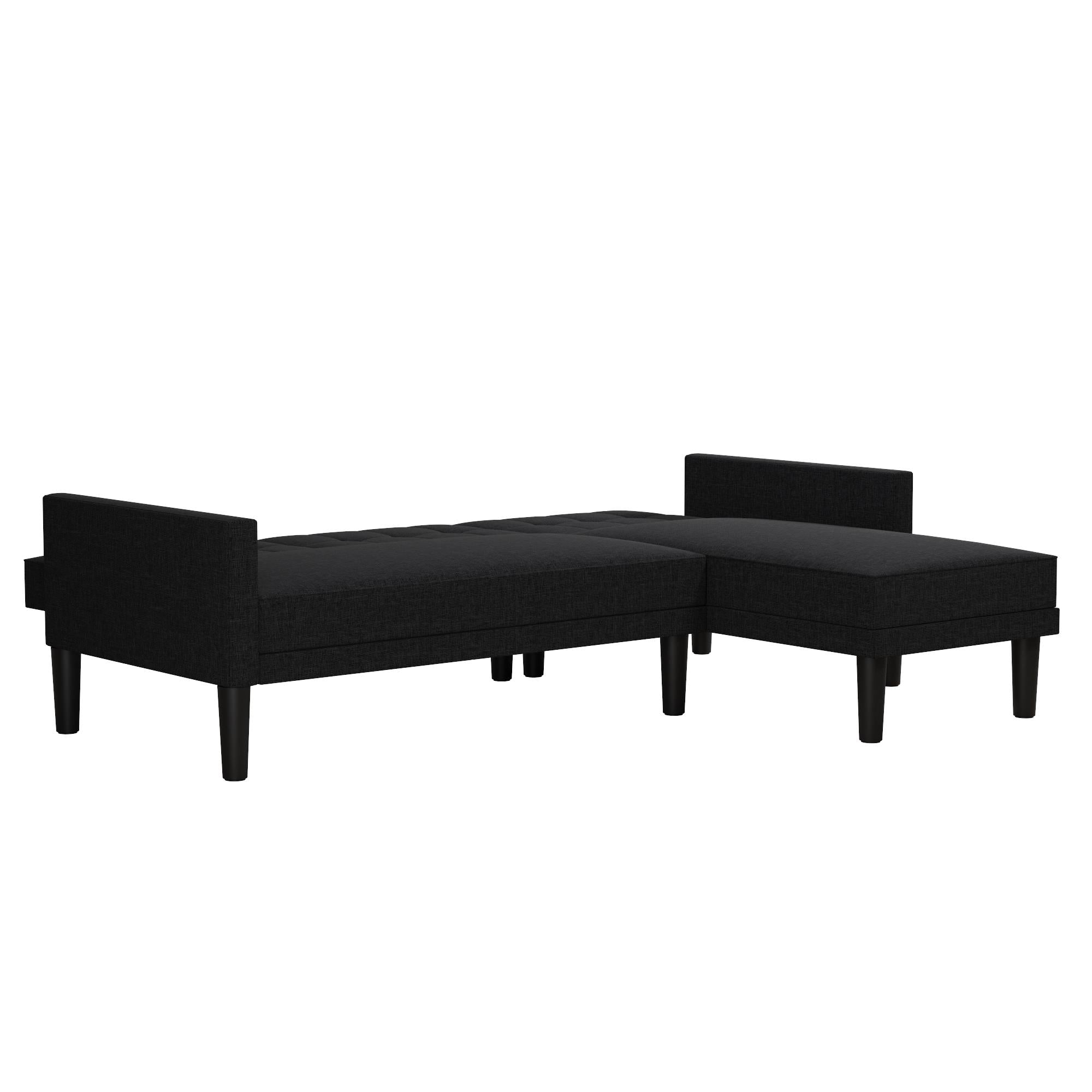 DHP Haven Small Space Sectional Sofa Futon, Dark Gray Linen - Dark Gray