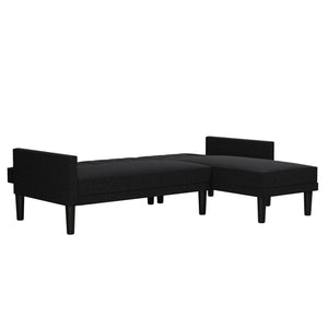 DHP Haven Small Space Sectional Sofa Futon, Dark Gray Linen - Dark Gray