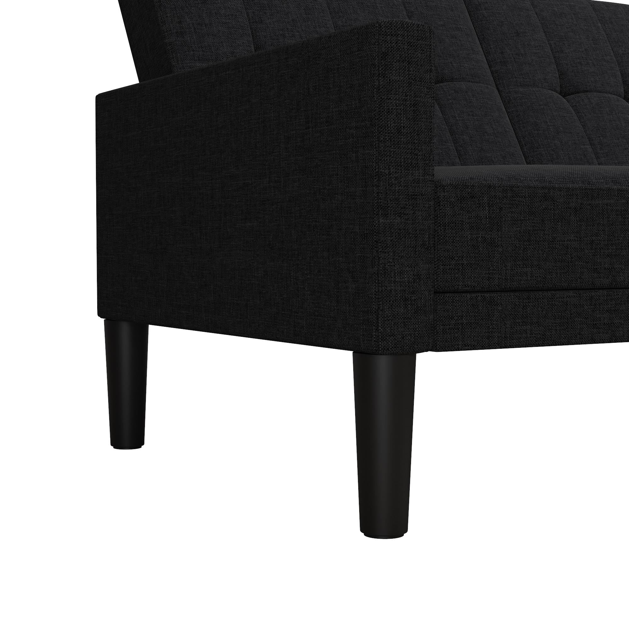 DHP Haven Small Space Sectional Sofa Futon, Dark Gray Linen - Dark Gray