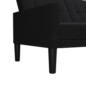 DHP Haven Small Space Sectional Sofa Futon, Dark Gray Linen - Dark Gray
