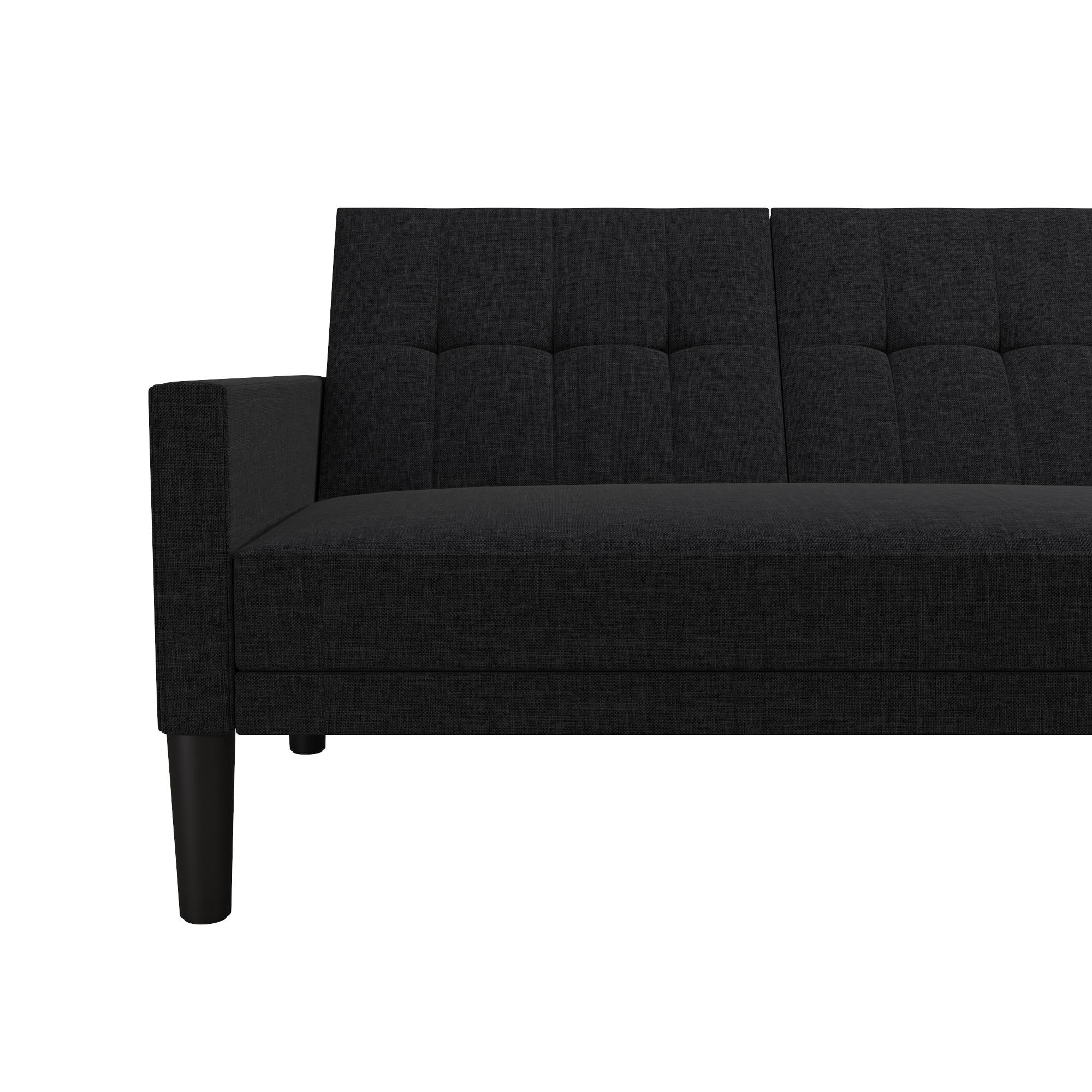DHP Haven Small Space Sectional Sofa Futon, Dark Gray Linen - Dark Gray